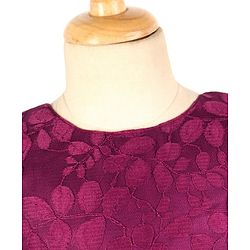 Babyhug  Sleeveless Party  Frock with Leaf Detailing & Bow Applique - Purple