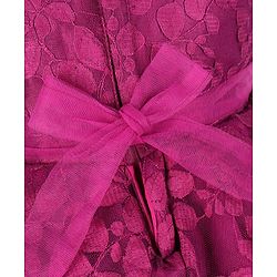 Babyhug  Sleeveless Party  Frock with Leaf Detailing & Bow Applique - Purple