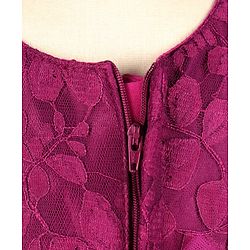 Babyhug  Sleeveless Party  Frock with Leaf Detailing & Bow Applique - Purple