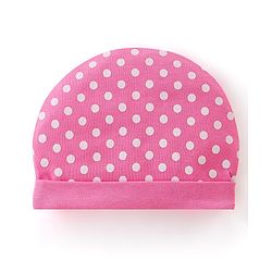 Babyhug 100% Cotton Interlock Knit Caps Polka Dot Print Pack of 2 - Multicolor