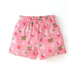 Babyhug Cotton Knit Polka Dots & Berries Printed Shorts Pack of 3 - Pink & Grey
