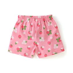 Babyhug Cotton Knit Polka Dots & Berries Printed Shorts Pack of 3 - Pink & Grey