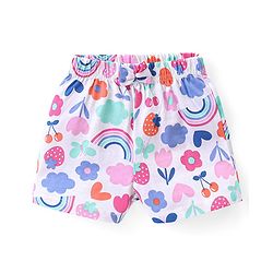 Babyhug Cotton Knit Shorts with Strawberry & Floral Print Bow Applique Pack of 3 -  Multicolour