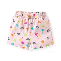 Babyhug Cotton Single Jersey Knit Shorts Polka Dot & Palm Tree Print Pack of 3 - Pink Peach & Yellow