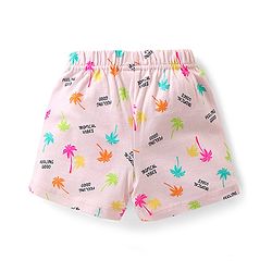 Babyhug Cotton Single Jersey Knit Shorts Polka Dot & Palm Tree Print Pack of 3 - Pink Peach & Yellow