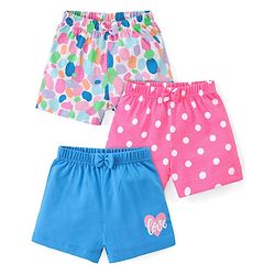 Babyhug Cotton Knit Shorts Polka Dot Print Pack of 3 - Multicolour
