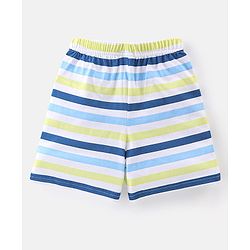 Babyhug Cotton Single Jersey Knit Shorts Striped & Camouflage Print Pack Of 3 - Blue White & Green