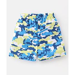 Babyhug Cotton Single Jersey Knit Shorts Striped & Camouflage Print Pack Of 3 - Blue White & Green