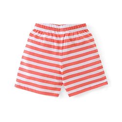 Babyhug Cotton Single Jersey Knit Shorts Stripes & Fox Print Pack Of 3 - Blue White & Orange