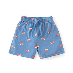 Babyhug Cotton Single Jersey Knit Shorts Stripes & Fox Print Pack Of 3 - Blue White & Orange