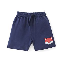 Babyhug Cotton Single Jersey Knit Shorts Stripes & Fox Print Pack Of 3 - Blue White & Orange