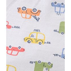 Babyhug Cotton Knit Shorts Stripes & Cars Print - Blue White & Yellow