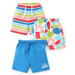 Babyhug Cotton Knit Shorts Text Print Pack of 3 - Multicolour