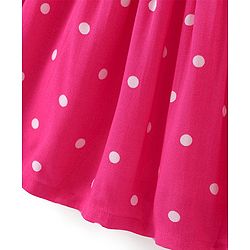 Babyhug Cotton Jersey Knit Frill Sleeveless Frock Polka Dot Print - Fuchsia