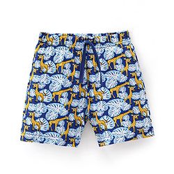 Babyhug Cotton Knit Knee Length Shorts Giraffe Print - Navy
