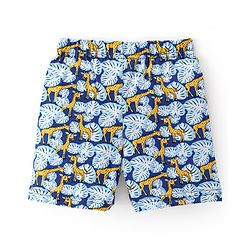 Babyhug Cotton Knit Knee Length Shorts Giraffe Print - Navy