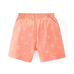 Babyhug Cotton Knit Shorts Paper Plane Print - Orange