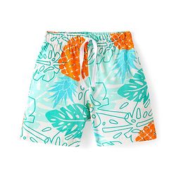 Babyhug Cotton Single Jersey Knit Shorts Tropical Print - Blue