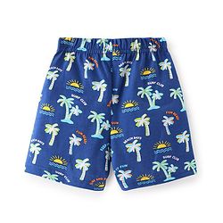 Babyhug Cotton Single Jersey Knit Shorts Palm Tree Print - Navy Blue