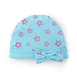 Babyhug 100% Cotton Cap Mittens & Booties Star Print - Blue