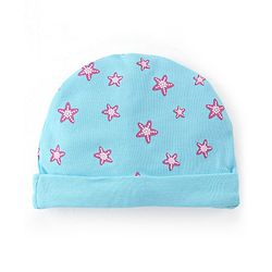 Babyhug 100% Cotton Cap Mittens & Booties Star Print - Blue