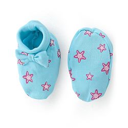 Babyhug 100% Cotton Cap Mittens & Booties Star Print - Blue