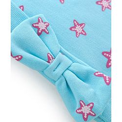 Babyhug 100% Cotton Cap Mittens & Booties Star Print - Blue