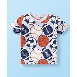 Babyhug 100% Cotton Knit Half Sleeves T-Shirts Sports Theme Pack of 3 - Multicolor