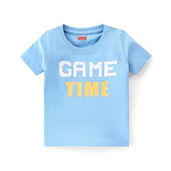 Babyhug Cotton Knit Half Sleeves Dino & Text Printed T-Shirts Pack of 3 - Blue & Yellow