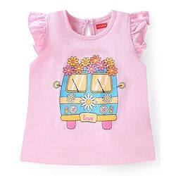 Babyhug 100% Cotton Knit Frill Sleeves Top With Floral Print Pack Of 3 - Multicolor