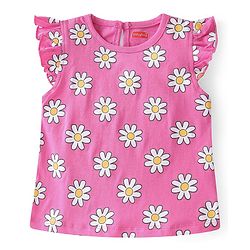 Babyhug 100% Cotton Knit Frill Sleeves Top With Floral Print Pack Of 3 - Multicolor