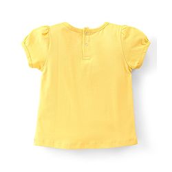 Babyhug Cotton Knit Half Sleeves Top Floral Print - Yellow