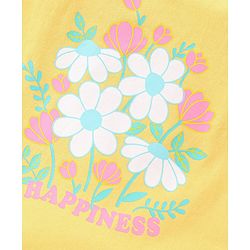 Babyhug Cotton Knit Half Sleeves Top Floral Print - Yellow