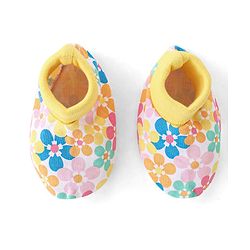 Babyhug 100% Cotton Knit Mittens & Booties Set Floral Print - Yellow