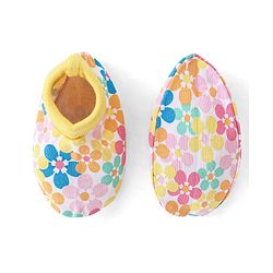 Babyhug 100% Cotton Knit Mittens & Booties Set Floral Print - Yellow