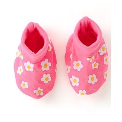 Babyhug 100% Cotton Knit Mittens & Booties Set Floral Print- Pink