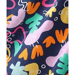 Babyhug Cotton Jersey Full Sleeves Frock With Sling Bag Shapes Print - Blue