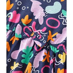 Babyhug Cotton Jersey Full Sleeves Frock With Sling Bag Shapes Print - Blue