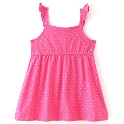 Babyhug Cotton Jersey Frill Sleeves Polka Dot Print Frock with Butterfly  Shaped Sling - Pink