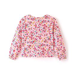 Babyhug Cotton Jersey Knit Floral Embroidery Frock with Full Sleeves Printed Inner Tee - Red
