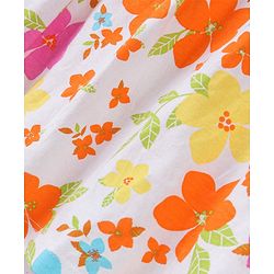 Babyhug 100% Cotton Jersey Knit Half Sleeves Frock With Bloomer Floral Print - Pink