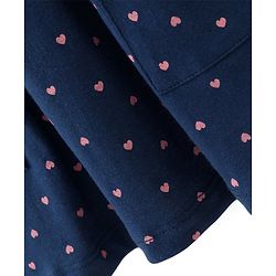 Babyhug Cotton Jersey Knit Half Sleeves Frock With Bloomer Kitty & Heart Print - Navy Blue