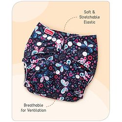 Babyhug Free Size Reusable Cloth Diaper with Smart Dry Insert Combo Robot Print- Teal Blue