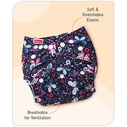 Babyhug Free Size Reusable Cloth Diaper with 2 Smart Dry Inserts Combo Robot Print- Teal Blue