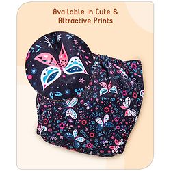 Babyhug Free Size Reusable Cloth Diaper with 2 Smart Dry Inserts Combo Robot Print- Teal Blue