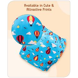 Babyhug Free Size Reusable Cloth Diaper with 2 Smart Dry Inserts Combo Robot Print- Teal Blue