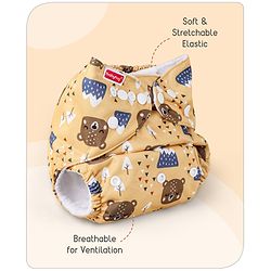 Babyhug Free Size Reusable Cloth Diaper with Smart Dry Insert Combo Robot Print- Teal Blue