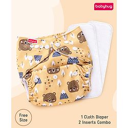 Babyhug Free Size Reusable Cloth Diaper with 2 Smart Dry Inserts Combo Robot Print- Teal Blue