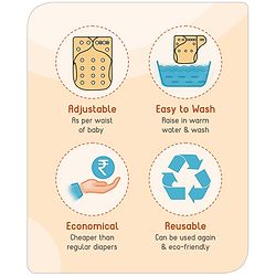 Babyhug Free Size Reusable Cloth Diaper with 2 Smart Dry Inserts Combo Robot Print- Teal Blue