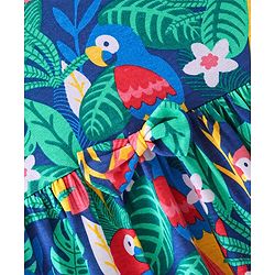Babyhug Cotton Jersey Knit Sleeveless Frock Parrot Print - Blue